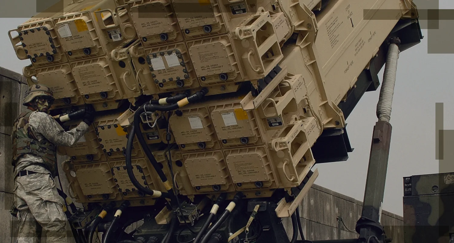 Missile canisters racked on a mobile launcher